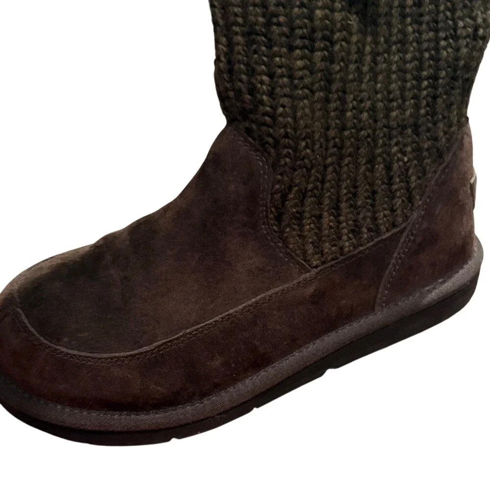 UGG Suburb Crochet Tall Women 7 Espresso  Suede‎ Knit Boots 5733